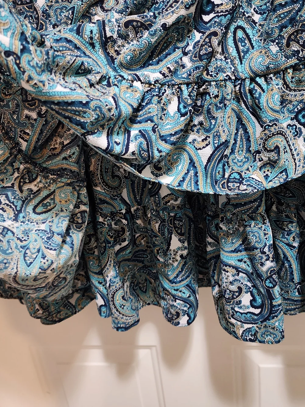 Michael Kors Blue Paisley Faux-Wrap Dress Size 3X